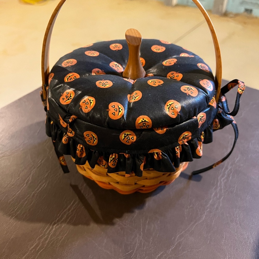 Longaberger Halloween Basket with Black and Orange Cover